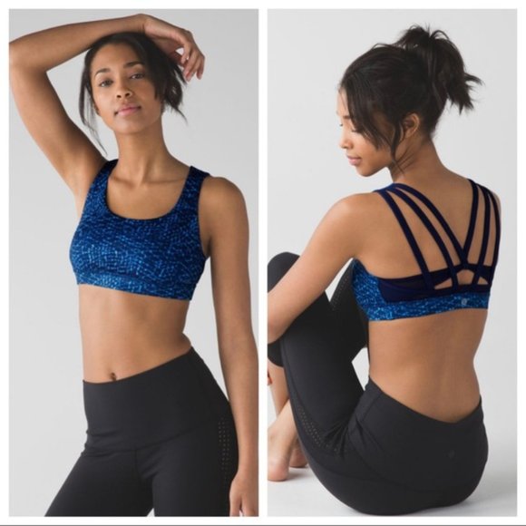 lululemon athletica Other - Lululemon Energy Bra Exhale, Samba Snake Kayak Blue Hero Blue, Size 6